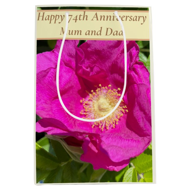 74th Anniversary Editable Medium Gift Bag (Front)