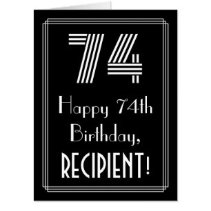 74th Birthday — Art Deco Inspired Look “74” + Name Card