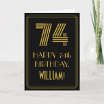 [ Thumbnail: 74th Birthday: Art Deco Inspired Look "74" & Name Card ]