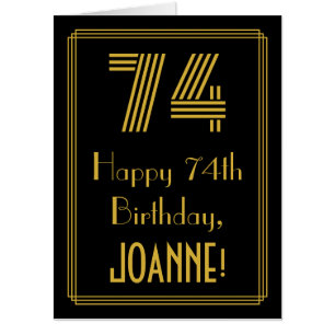 74th Birthday: Art Deco Inspired Look “74” + Name Card