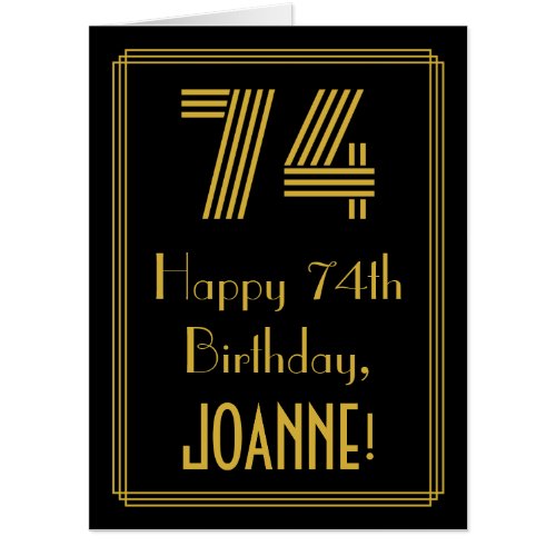 74th Birthday Art Deco Inspired Look 74  Name Card