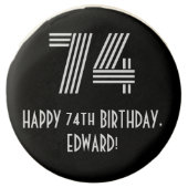 74th Birthday - Art Deco Inspired Look "74", Name Chocolate Covered Oreo (Front)
