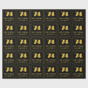 74th Birthday – Art Deco Inspired Look "74" & Name Wrapping Paper