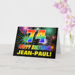 [ Thumbnail: 74th Birthday: Bold, Fun, Fireworks, Rainbow 74 Card ]