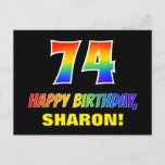 [ Thumbnail: 74th Birthday: Bold, Fun, Simple, Rainbow 74 Postcard ]