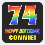 [ Thumbnail: 74th Birthday: Bold, Fun, Simple, Rainbow 74 Sticker ]