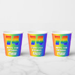 [ Thumbnail: 74th Birthday: Colorful, Fun Rainbow Pattern # 74 Paper Cups ]