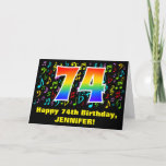 [ Thumbnail: 74th Birthday: Colorful Music Symbols & Rainbow 74 Card ]