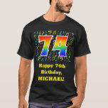 [ Thumbnail: 74th Birthday: Colorful Music Symbols, Rainbow 74 T-Shirt ]