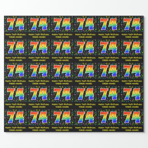 74th Birthday Colorful Music Symbols Rainbow 74 Wrapping Paper