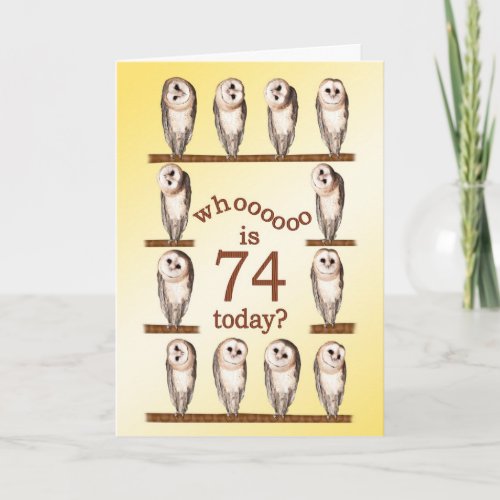 74th birthday Curious owls card Card