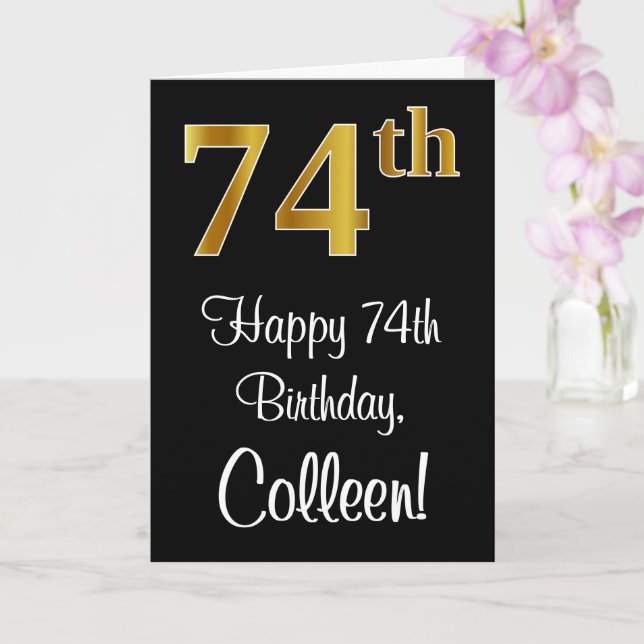 74th Birthday ~ Elegant Luxurious Faux Gold Look # Card (Orchid)