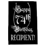[ Thumbnail: 74th Birthday: Fancy, Elegant Script + Custom Name Gift Bag ]