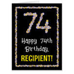 [ Thumbnail: 74th Birthday: Floral Flowers Number “74” + Name Card ]