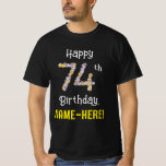 [ Thumbnail: 74th Birthday: Floral Flowers Number “74” + Name T-Shirt ]