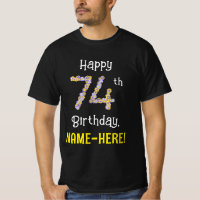 74th Birthday: Floral Flowers Number “74” + Name