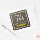 [ Thumbnail: 74th Birthday: Floral Number, Faux Wood Look, Name Sticker ]