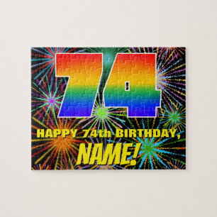 74th Birthday: Fun, Colorful Celebratory Fireworks Jigsaw Puzzle