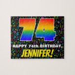 [ Thumbnail: 74th Birthday — Fun, Colorful Music Symbols & “74” Jigsaw Puzzle ]