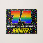 [ Thumbnail: 74th Birthday — Fun, Colorful Star Field Pattern Jigsaw Puzzle ]
