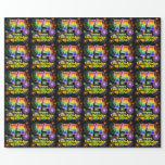 [ Thumbnail: 74th Birthday: Fun Fireworks, Rainbow Look # “74” Wrapping Paper ]