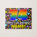 [ Thumbnail: 74th Birthday — Fun, Loving Heart Shapes + “74” Jigsaw Puzzle ]