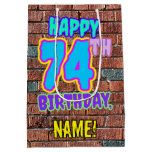 [ Thumbnail: 74th Birthday: Fun, Urban Graffiti Inspired Look Gift Bag ]