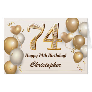 74th Birthday Gold Balloons Confetti Extra Large Card