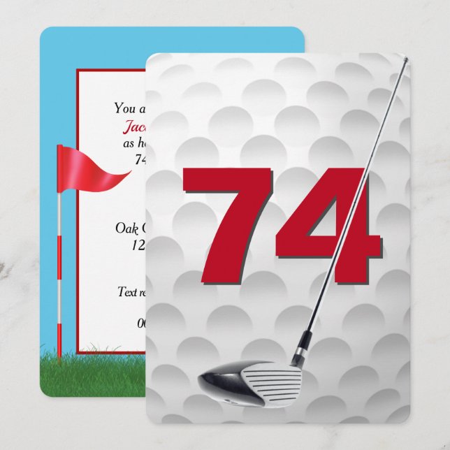 74th Birthday Golf Theme Party Invitation (Front/Back)