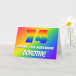 [ Thumbnail: 74th Birthday: Multicolored Rainbow Pattern # 74 Card ]