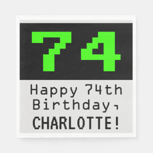 74th Birthday - Nerdy / Geeky Style "74" & Name Napkins
