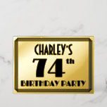 [ Thumbnail: 74th Birthday Party — Art Deco Look “74” + Name Invitation ]