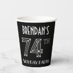 [ Thumbnail: 74th Birthday Party: Art Deco Style + Custom Name Paper Cups ]