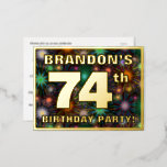 [ Thumbnail: 74th Birthday Party: Bold, Colorful Fireworks Look Postcard ]