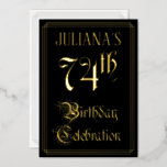 [ Thumbnail: 74th Birthday Party — Fancy Script & Custom Name Invitation ]