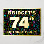 [ Thumbnail: 74th Birthday Party — Fun, Colorful Music Symbols Invitation ]