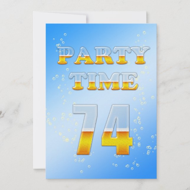 74th birthday party invitation with beer (Front)