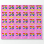[ Thumbnail: 74th Birthday: Pink Stripes & Hearts, Rainbow # 74 Wrapping Paper ]