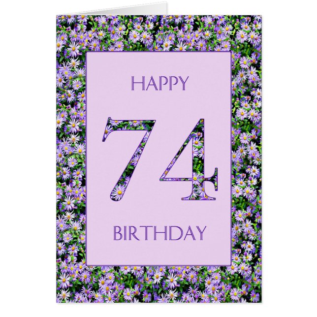74th Birthday Purple Daisies Cards (Front)