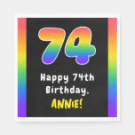 [ Thumbnail: 74th Birthday: Rainbow Spectrum # 74, Custom Name Napkins ]
