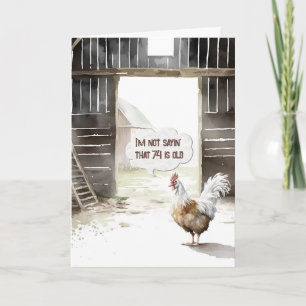 74th Birthday Watercolor Rooster In a Barn Card