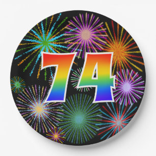 74th Event - Fun, Colorful, Bold, Rainbow 74 Paper Plates