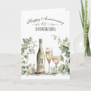 74th Wedding Anniversary Wine and Ivy   Card