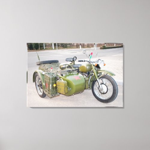 750B_2 army motorcycle with a sidecar blur Canvas Print