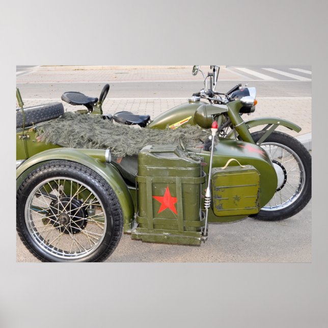 750B-2 motorcycle with a sidecar Poster (Front)