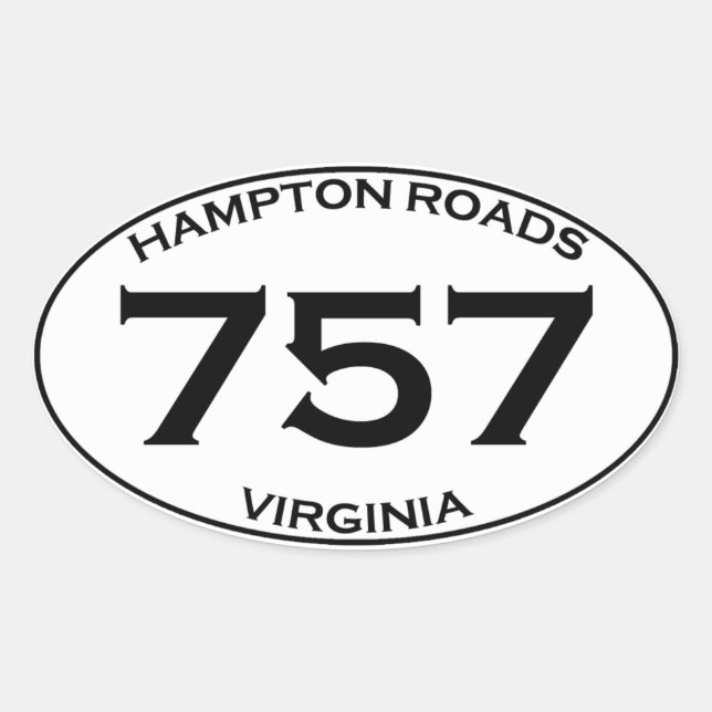 757 Hampton Roads Virginia Oval Sticker (Front)
