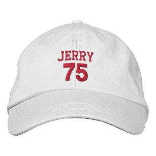 75 Birthday Custom Name Red Embroidery V16 Embroidered Baseball Cap