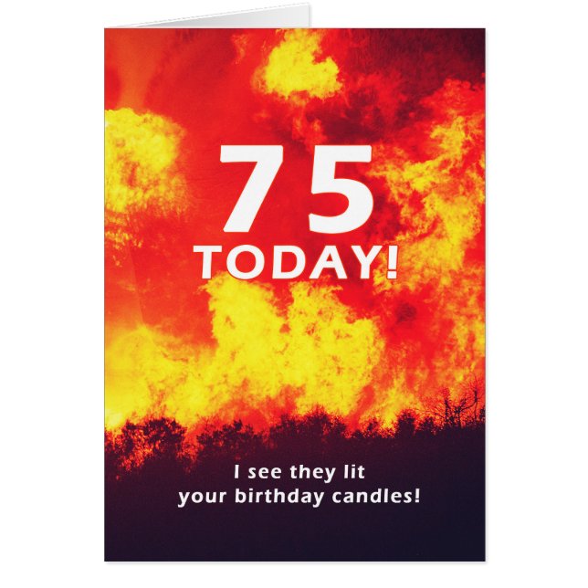 75 Birthday Forest Fire Candle Humor  Cards (Front)