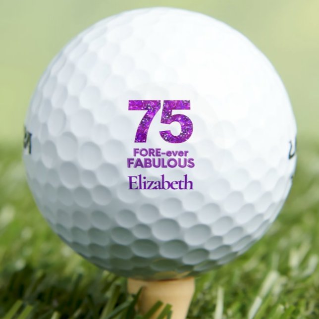 75 FORE-ever Fabulous 75th Birthday Purple Flowers Golf Balls (Creator Uploaded)