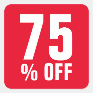 75 Percent Off retail price discount store sale Square Sticker